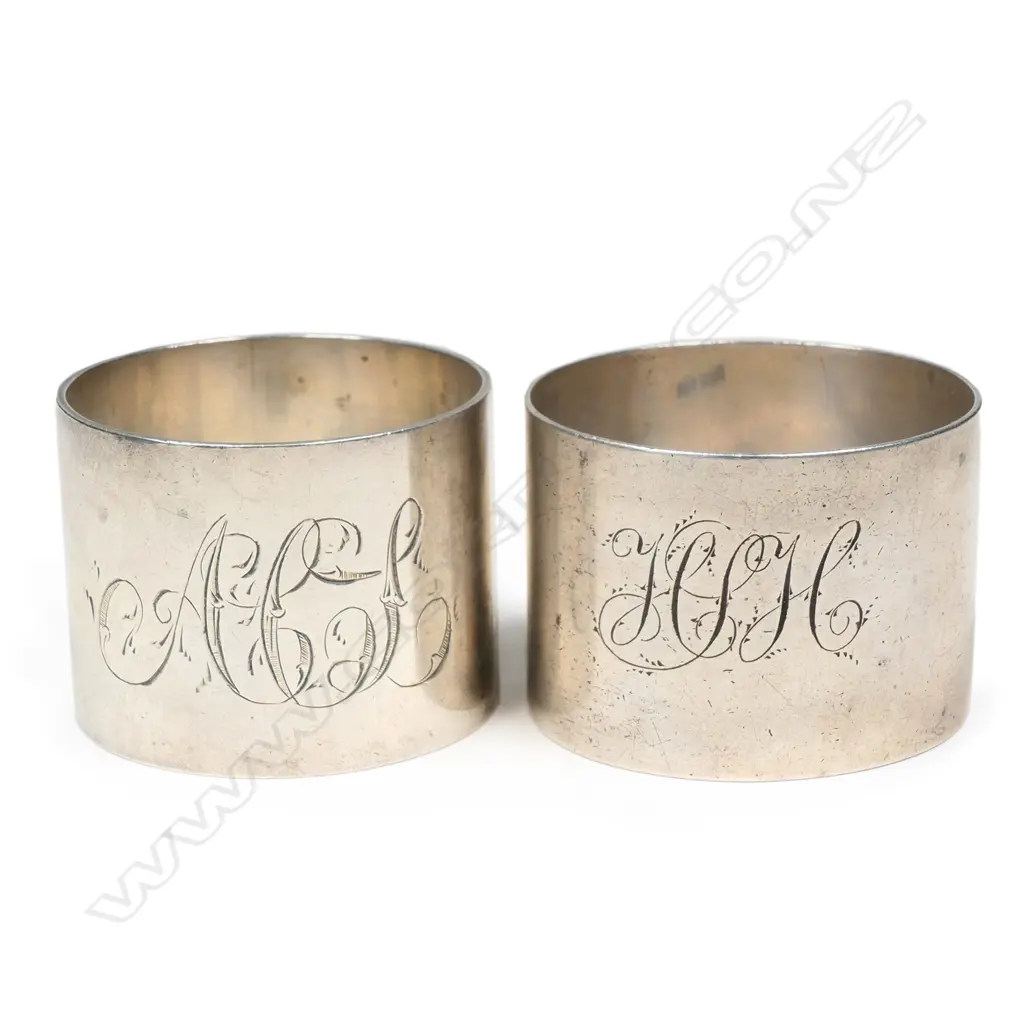 A pair of William Nettleship (Whanganui) silver napkin rings, Image 1++